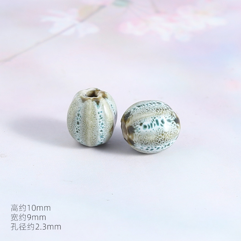 Small watermelon flower glaze green and white