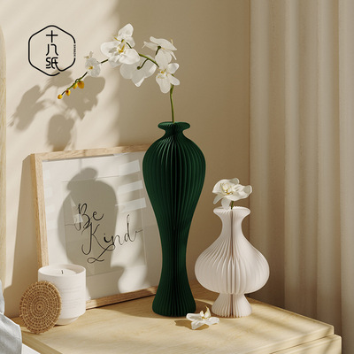 十八纸创意花瓶摆件花几架客厅花器插花艺术个性家居北欧卧室装饰|ru
