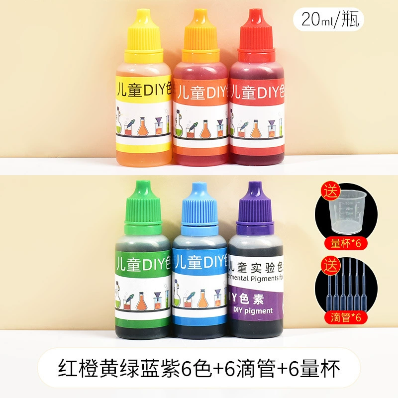 Colorful Mixed Pigment Teaching Aids for Kindergarten Science - 20ml Bottles with Pipette