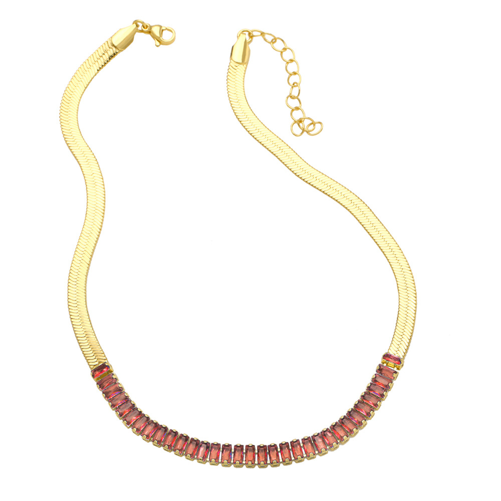 Fashion Copper Geometric Pattern Necklace Daily Zircon Copper Necklaces