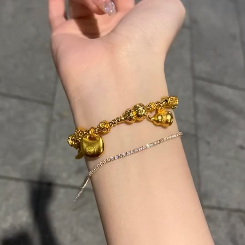 金店の同モデルの大衆の軽豪華な高級感の沙金の太った福の瓢箪は腕輪の女性の金の百合の沙金の装飾品を巻いています。|undefined