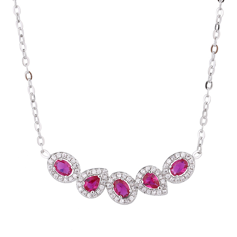 Joyas de Zhuang Shengsheng con fondo de cobre chapado en oro versión coreana ins tendencia simulación corindón diseño de nicho collar colgante 3*4