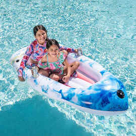 充气船成人儿童水上玩具吹气钓鱼船带杯洞牵引拖拉漂流船