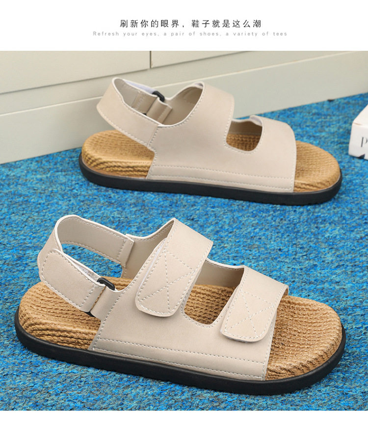 Dép sandal nam quai ngang cỡ lớn đi biển chống trượt, thoáng khí dùng hàng ngày — Kaki, Màu be, Màu đen chi tiết 19