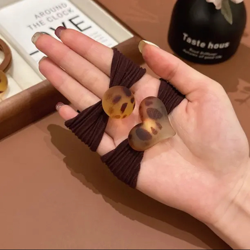 磨砂感豹纹球扎头发马尾发圈高弹力头绳发饰毛巾圈橡皮筋耐用发绳|undefined