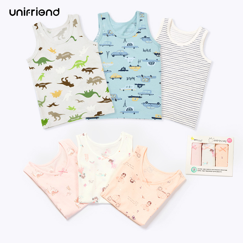 unifriend children's vest bottoming inner wear baby belly protection pure cotton boys and girls cotton suspender underwear category A