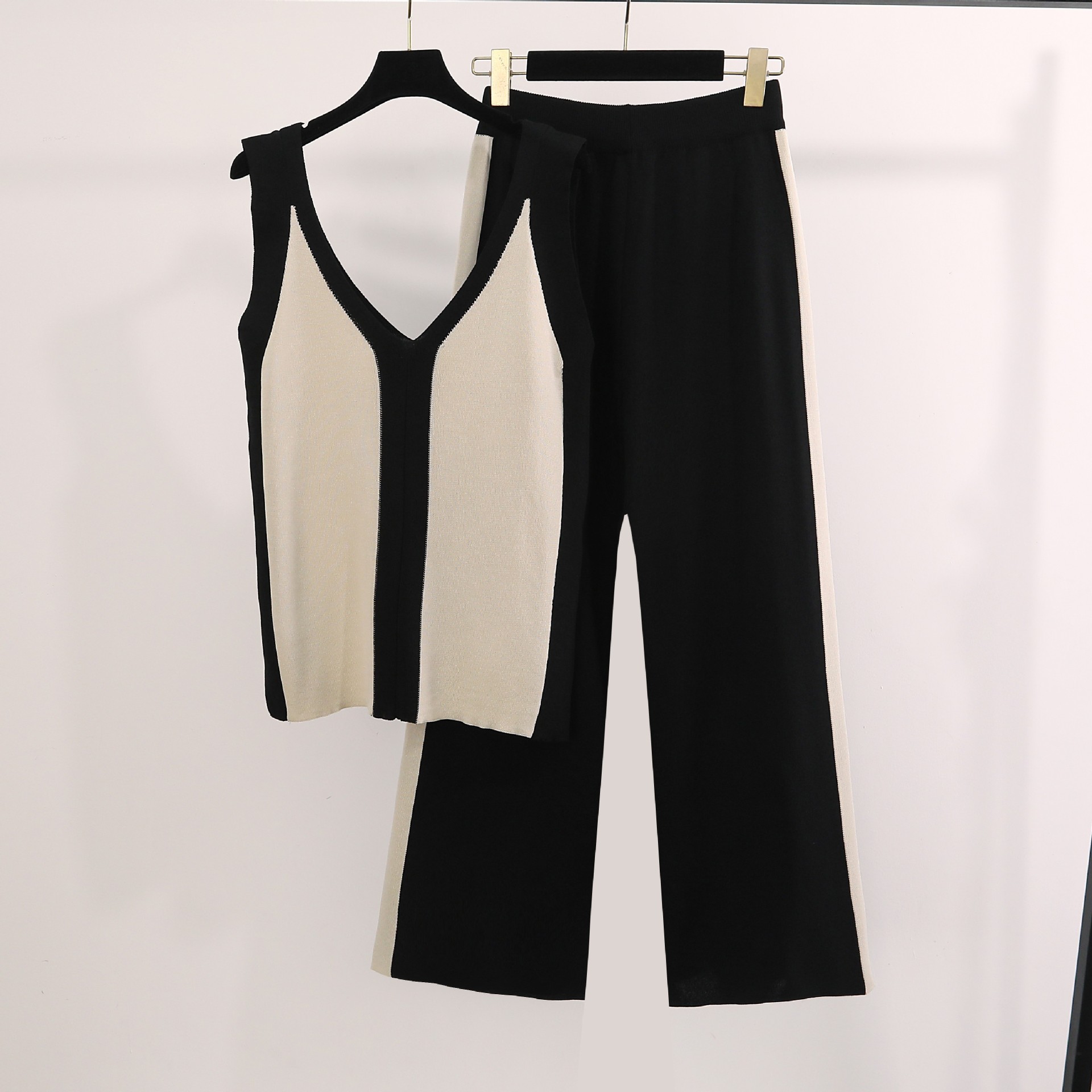 Täglich Frau Elegant Farbblock Polyester Kontrastbindung Hosen-Sets Hosen-Sets display picture 2