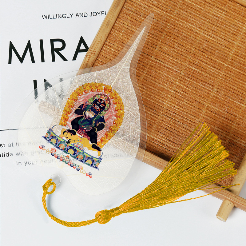 Cultura de la hoja Bodhi Marcadores conmemorativos de venas de hojas Marcadores de hojas de estilo chino clásico creativo Marcadores de metal Sakyamuni