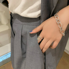 925纯银定制高级感环扣手链冷淡风女ins嘻哈街潮简约百搭韩版饰品