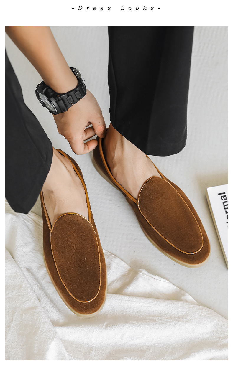 Men's Shoes Formal Shoes Spring New Loafers One Foot Stirrup Soybean Shoes_vogvips.com