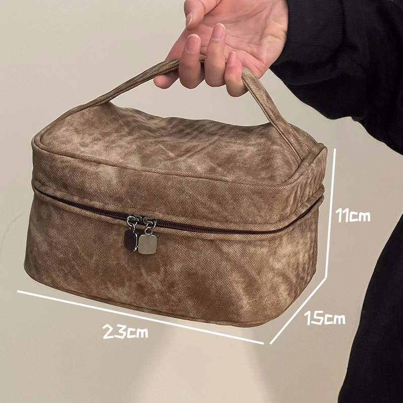 Bolsa de maquillaje denim curry