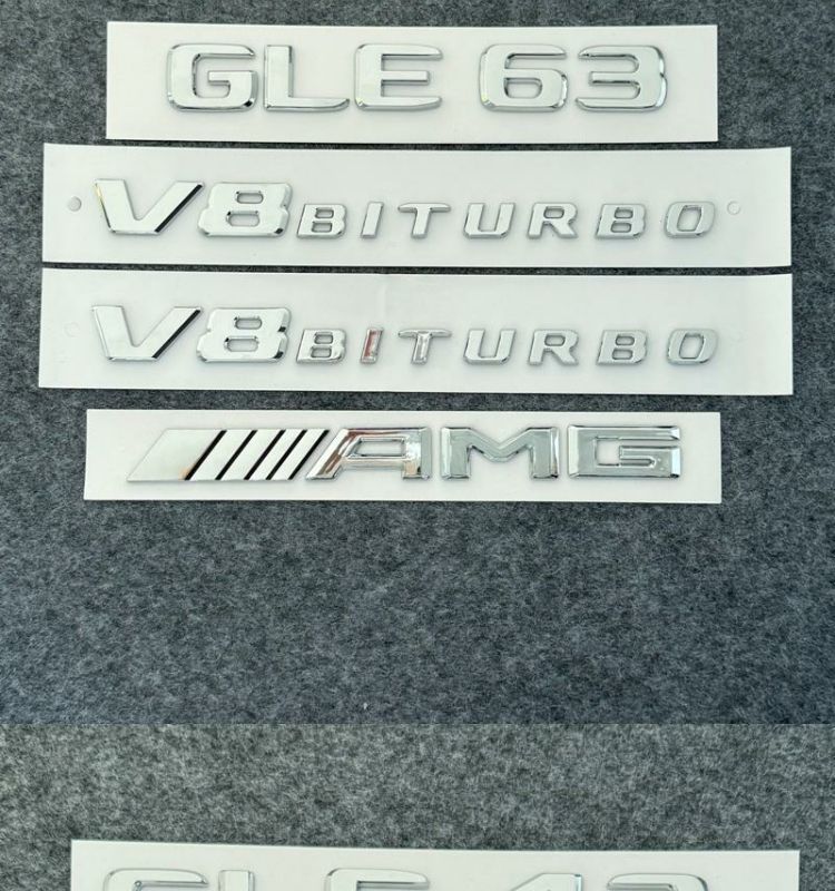 Mercedes-Benz car emblem, rear badge, E/C-Class, E300L/GLC/GLE/AMG/260L, alphanumeric and English lettering