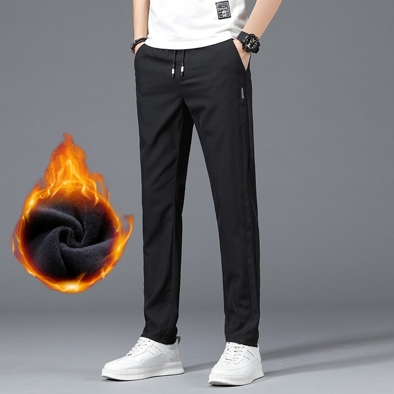 休闲裤男秋冬加绒弹力运动透气长裤子男款直筒潮加绒百搭速干男裤