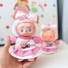 一二三代钥匙扣Labubu衣服挂件拉布布娃衣苹果小猪连衣裙套装可爱