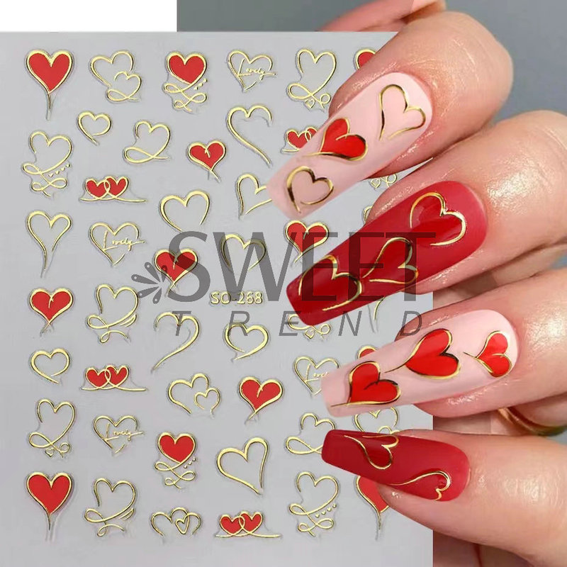 Cross-border New Nail Art Stickers Ins Valentine's Day Irregular Love Bronzing Hollow Love Adhesive Nail Decal Cross-border New Nail Art Stickers Ins Valentine's Day Irregular Love Bronzing Hollow Love Adhesive Nail Decal