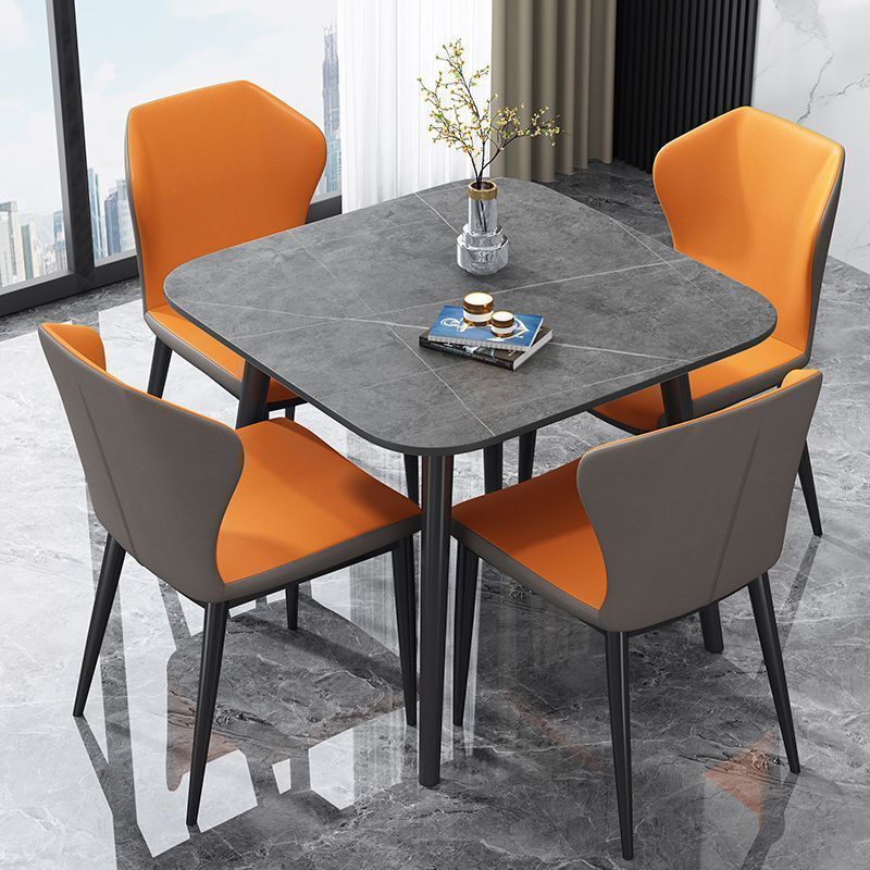 Modern Simple Light Rock Plate Dining Table Square Small Apartment Home Nordic Leisure Reception Negotiation Light Luxury Table and Chair
