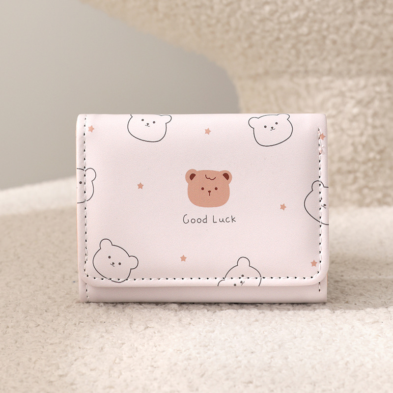 シンプルでかわいい子猫和風レディースバックルコインポジションハンドストラップレディース多機能ショートウォレット財布カードホルダー|undefined