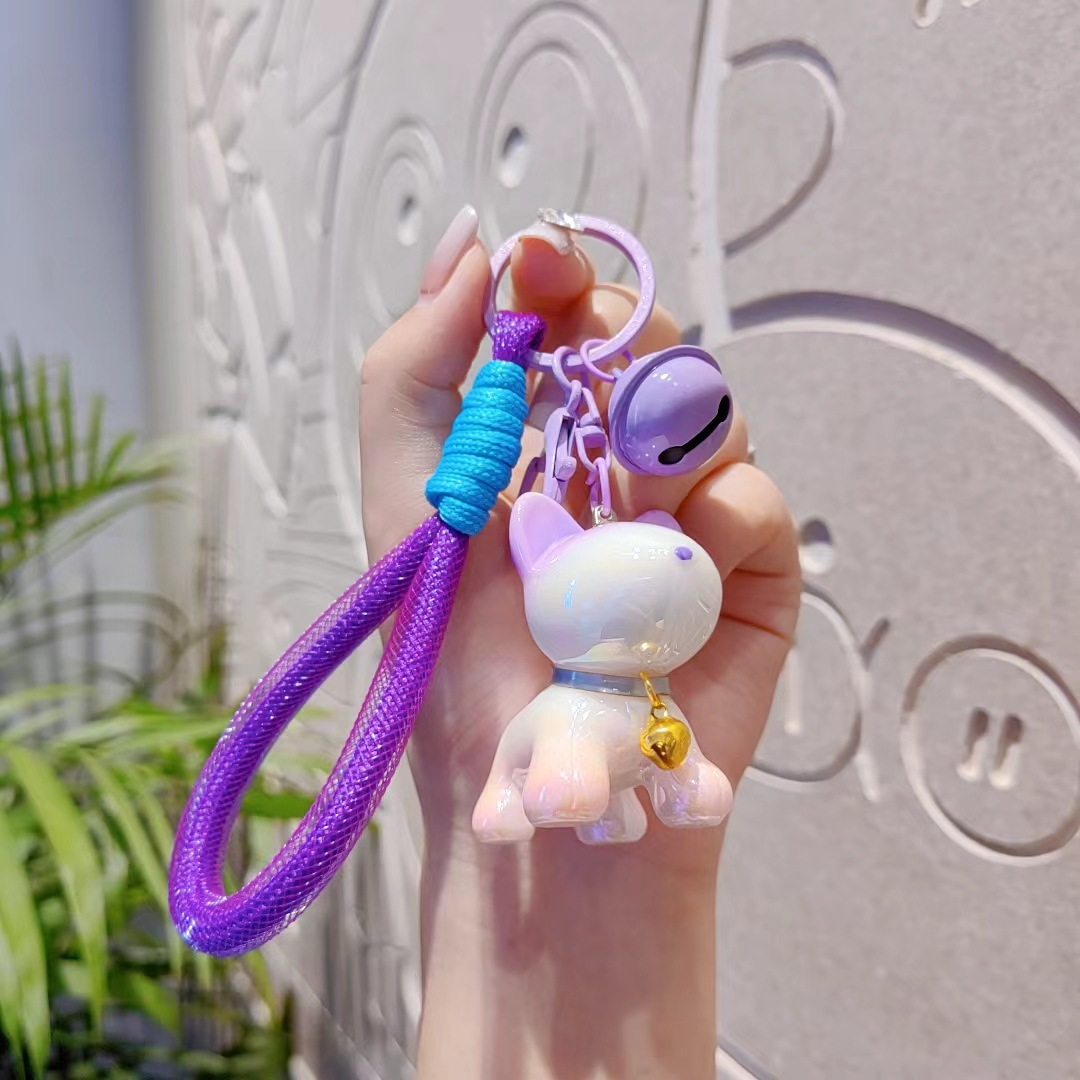 Caricatura creativa encantadora resina gradiente perro bolso bolso de coche llavero colgante hermoso pequeño regalo