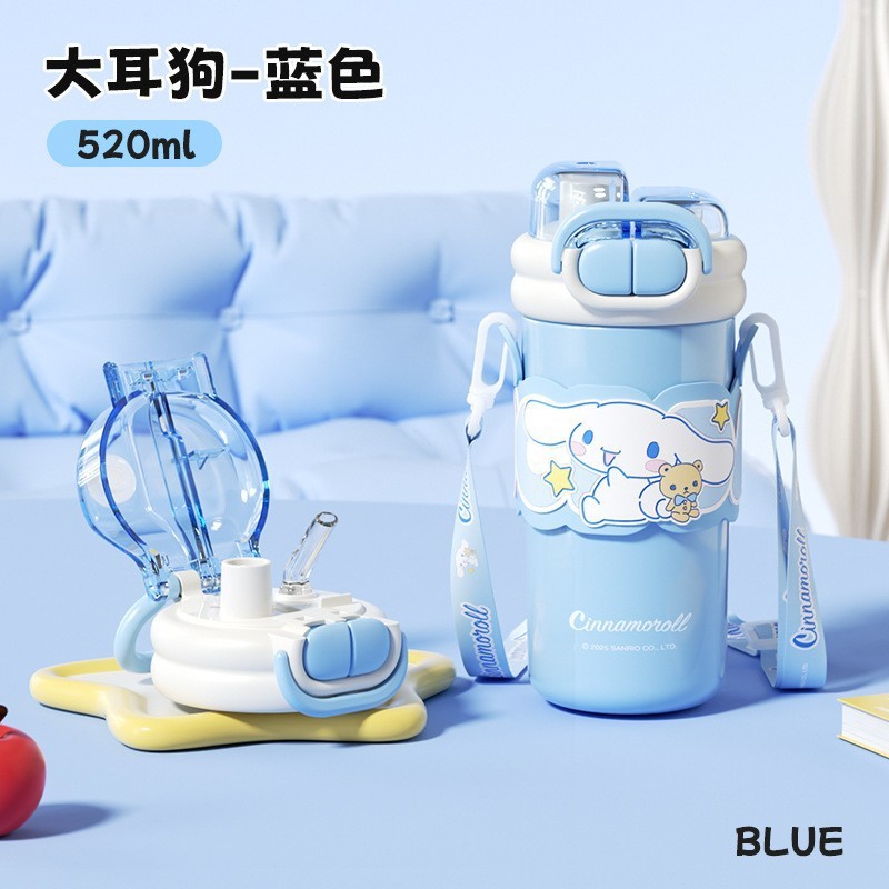 クロミ子供用魔法瓶カップ、通学女子用、ランドセルに収納可能、ダブルドリンクカップ、2025年新作ストローウォーターカップ|undefined