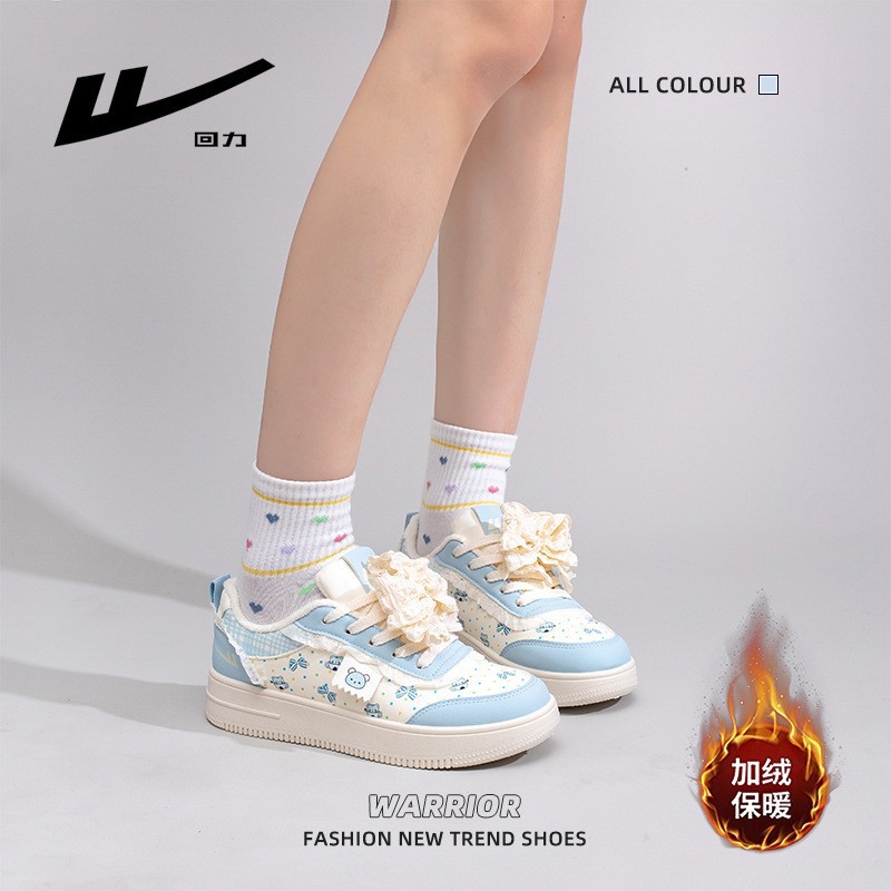 Retirada arco lindo zapatos de algodón invierno nuevo tipo de flores osos zapatos de suela gruesa universal pequeño viento fragante zapatos de skate para mujeres estudiantes