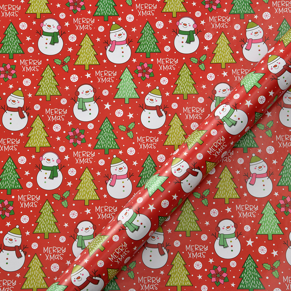 Nuevo papel brillante de bronce transfronterizo papel de embalaje de regalo de Navidad Papá Noel dibujos animados árbol de Navidad diy papel de regalo