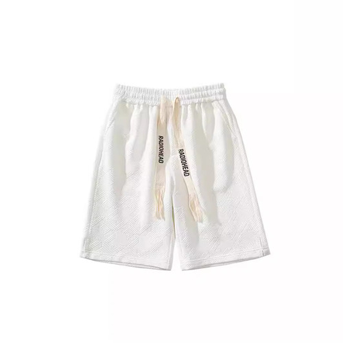 2024 American Men's Knee-length Waffle Shorts Summer Casual Knitting Drawstring Sports Loose Sportswear 