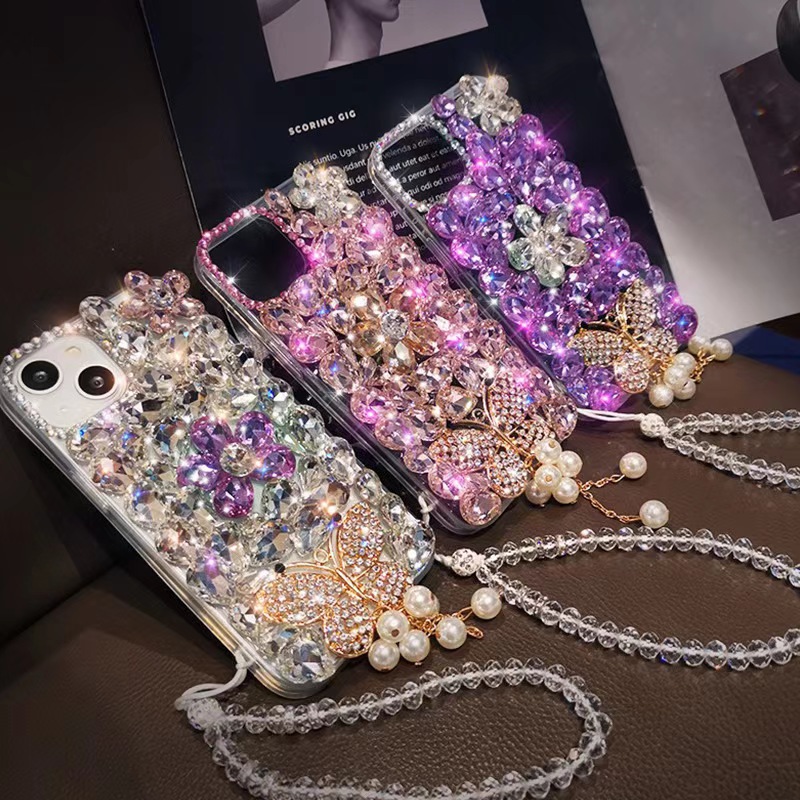 Full Diamond Bow for Samsung S24ULTRA Phone Case Luxury S24/S23 Case Premium S24PLIS Soft Case