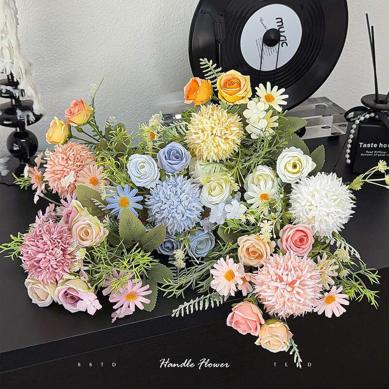 タンポポの花束造花とヒョウモンの組み合わせ造花家の装飾装飾品シルクフラワー DIY 花外国貿易|undefined