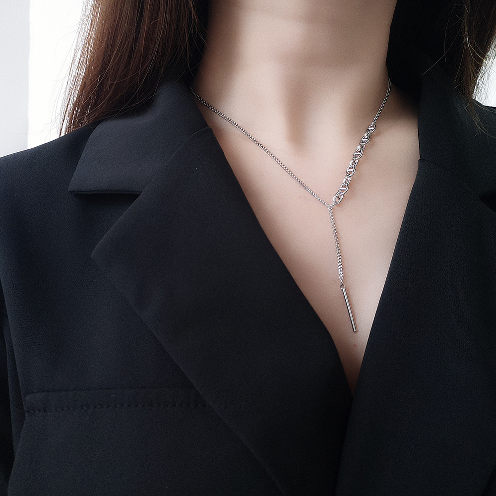 Linglang Trendy S925 Sterling Silver Necklace Chain for Women Fashion Silver Choker Jewelry Gift Idea