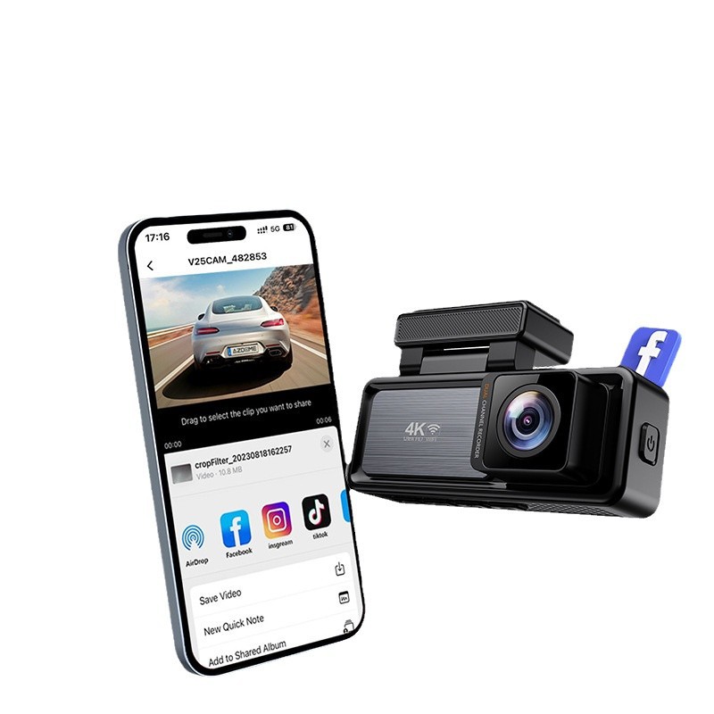 Ultra claro 4K Starlight Night Vision Grabación dual delantera y trasera WIFI Teléfono móvil Interconexión de doble lente Grabadora de conducción DVR para automóvil image 5