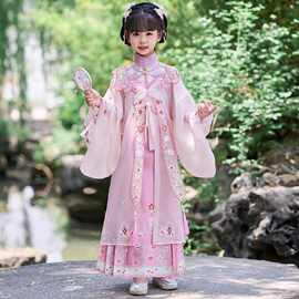 簪花儿童摄影服装明制马面裙汉服女童影楼写真拍照艺术照服装道具