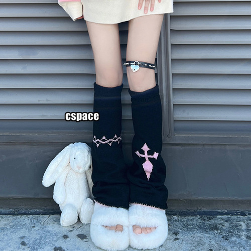 Japanese Lolita wide-leg socks set Cross Gothic style long-tube wide-leg socks set JKCos long-tube leg warmers