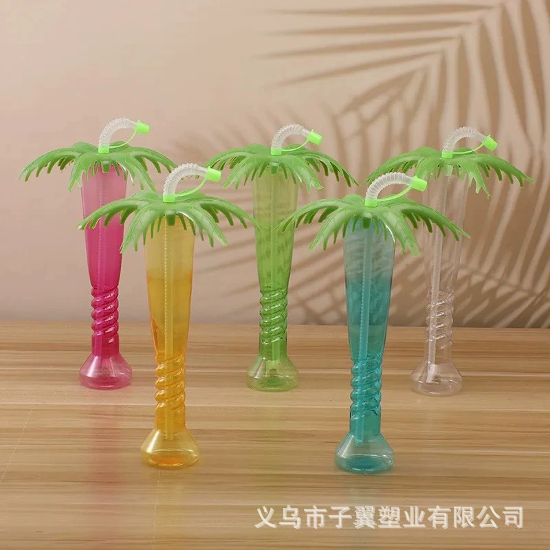 Фабрика прямых продаж одноразовая чашка ПЭТ пищевой креативный факел дерево чашка пляжный летний сок чай с молоком чашка