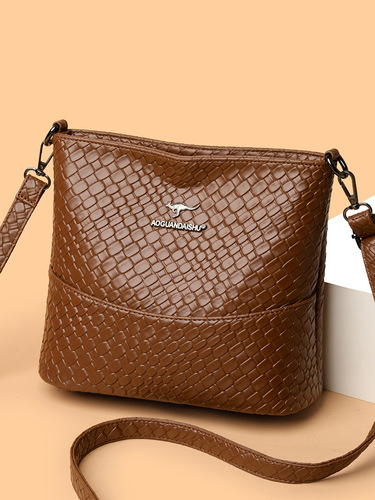 Cross-border new trendy minimalist bucket bag fashion woven new fashion retro patchwork shoulder crossbody bag for women