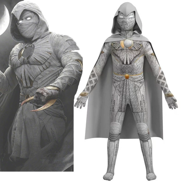 Костюм для косплея на Хэллоуин с капюшоном "Лунный рыцарь", боди с цифровой печатью, одежда для выступлений