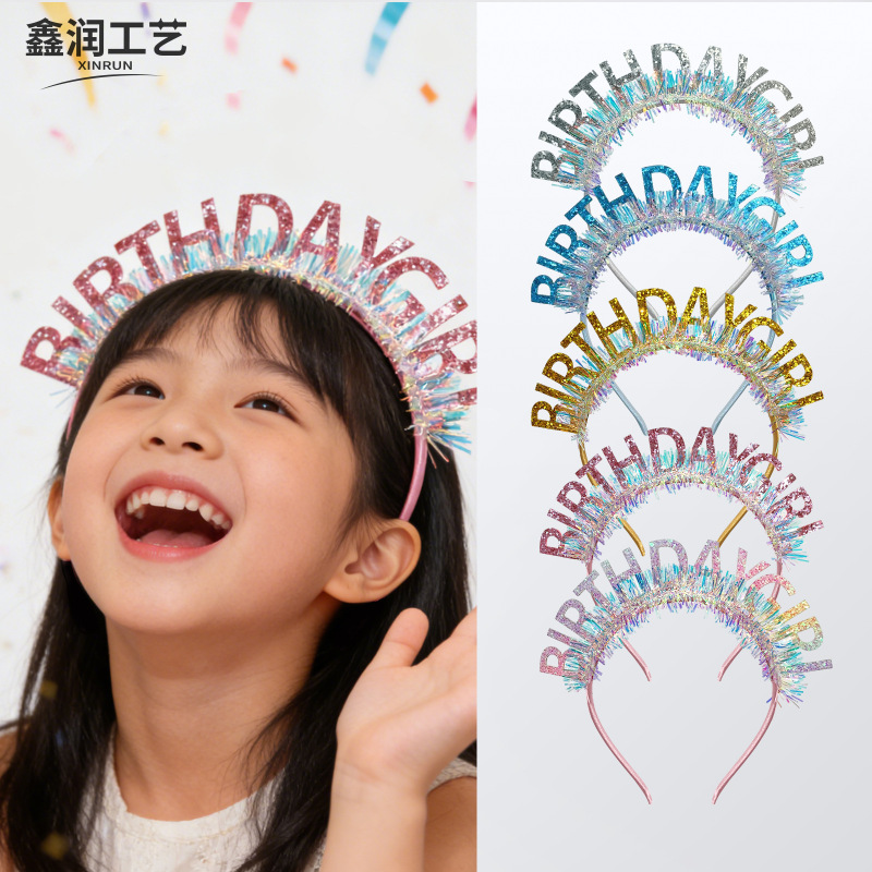 Birthday Glitter Happy Birthday Costume Headband Hairpin Goddess Birthday Party