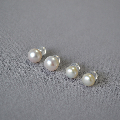 French elegance women full 925 silver ear needle freshwater pearl round bead simple temperament ear earrings earring jewelry