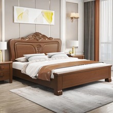 简约中式实木床双人床1.8米1.5主卧室床铺双人储物高箱工厂直供