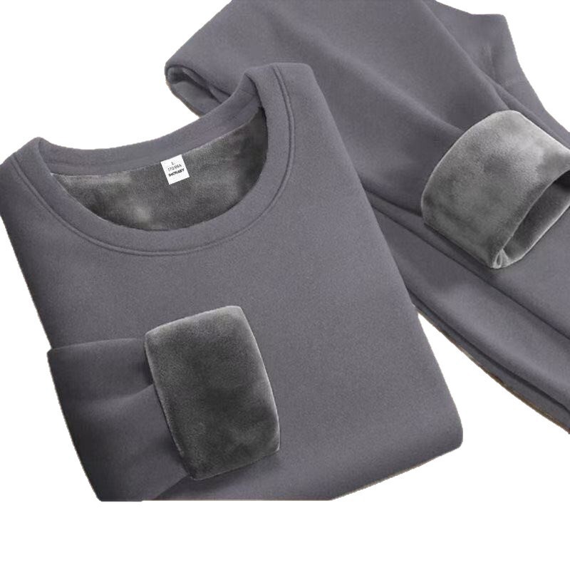 Cross-border autumn and winter thickened warm men's suit, sporty trendy fleece-lined thermal casual base layer top and pants, medium size Cross-border autumn and winter thickened warm men's suit, sporty trendy fleece-lined thermal casual base layer top and pants, medium size