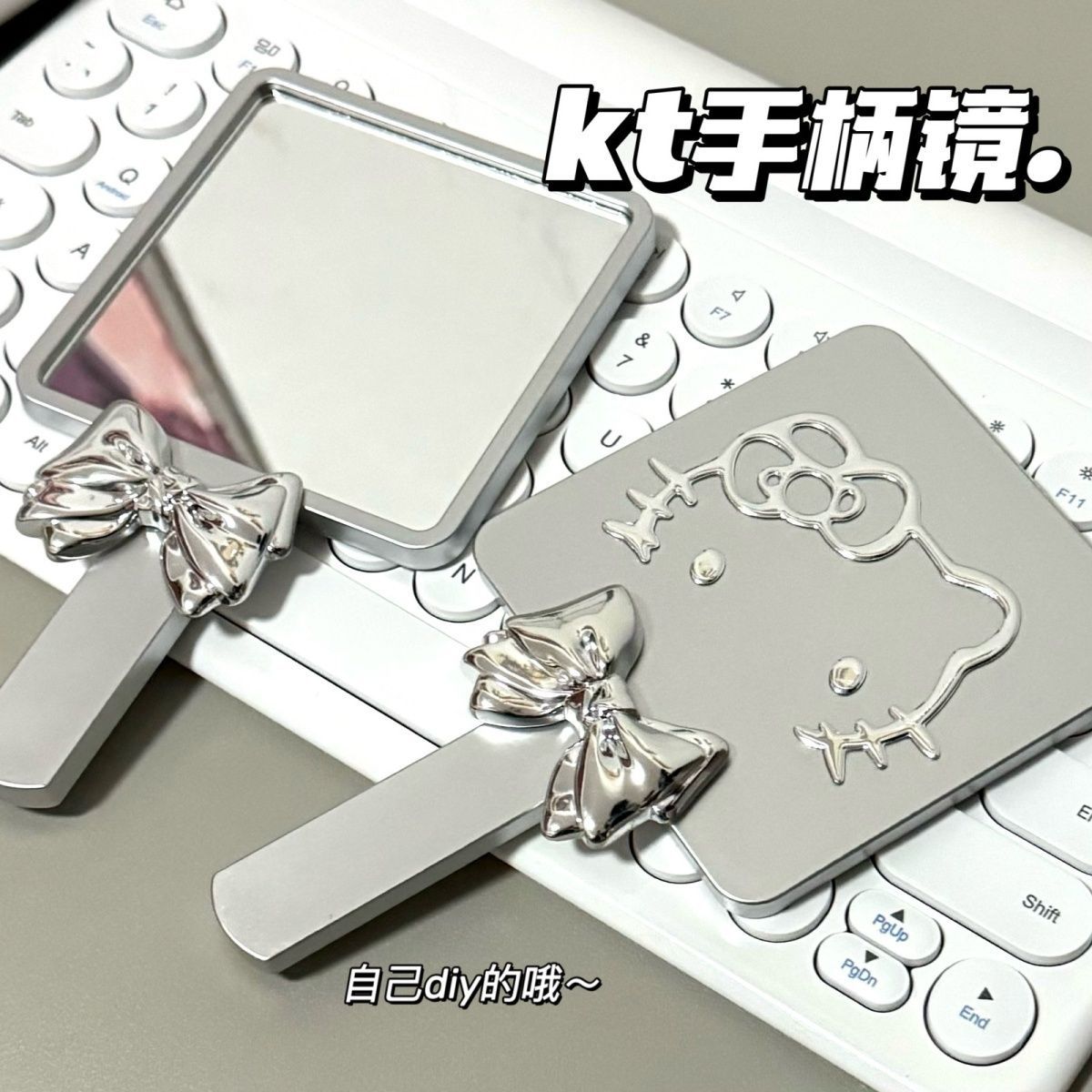 Nuevo gato gatito mango espejo de maquillaje espejo de maquillaje conveniente de alta calidad espejo de maquillaje pequeño espejo de mano espejo de maquillaje