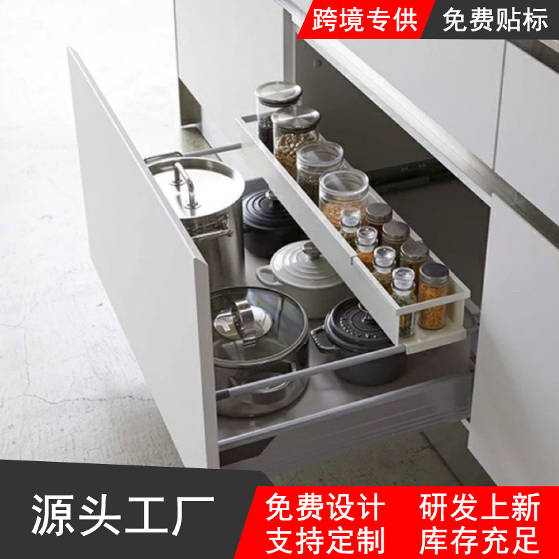 Cabinet Kitchen Storage Artifact Inner Drawer Layered Rack Telescopic Pull-Out Deep Upper and Lower Separated Storage Tableware