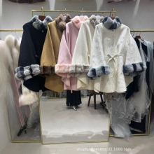 雪国公主双面羊绒大衣2025新款獭兔斗篷女年轻中长款毛呢子外套冬