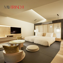 酒店商务会所家具定 制侘寂风会所民宿标间实木原木客房源头工厂