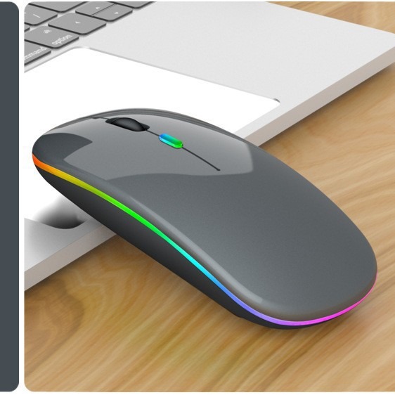 En stock ratón de carga ratón Bluetooth ratón inalámbrico ultrafino ratón Bluetooth de modo dual mudo ratón de carga luminosa