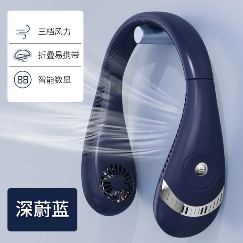 Ventilador de cuello colgante al por mayor de fábrica, tipo de cuello colgante perezoso, plegable, pequeño ventilador de cuello colgante recargable