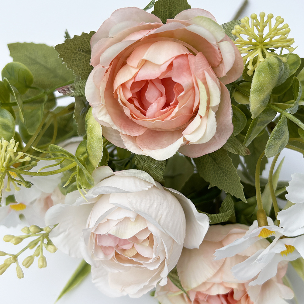 hand held artificial flowers peony buds artificial bouquets artificial green plants artificial flowers home plastic decorative ornaments_voghion.com