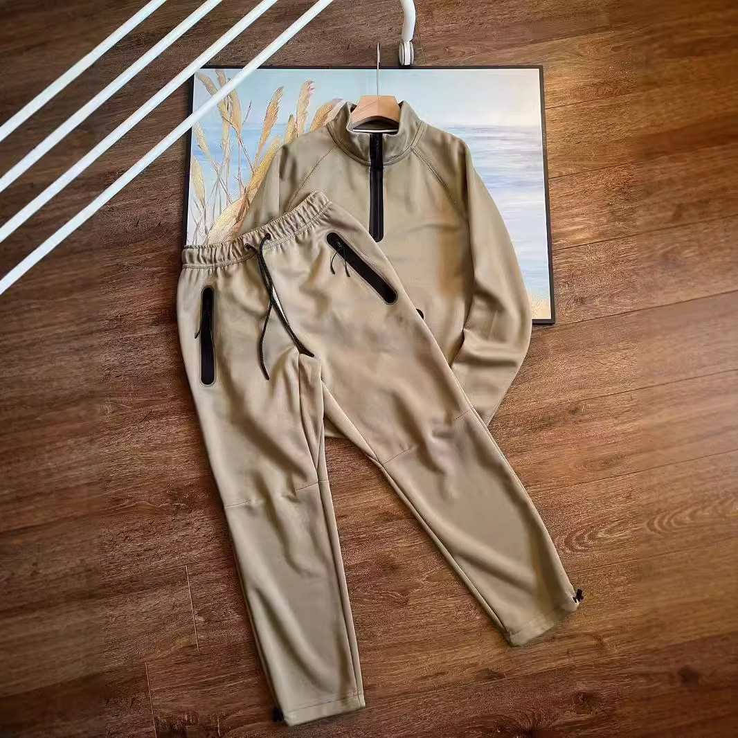 Vår och höst Nya sportset för män Tröja med halv dragkedja Stickade lösa byxor Raka rör Casual jacka Clip_voghion.com