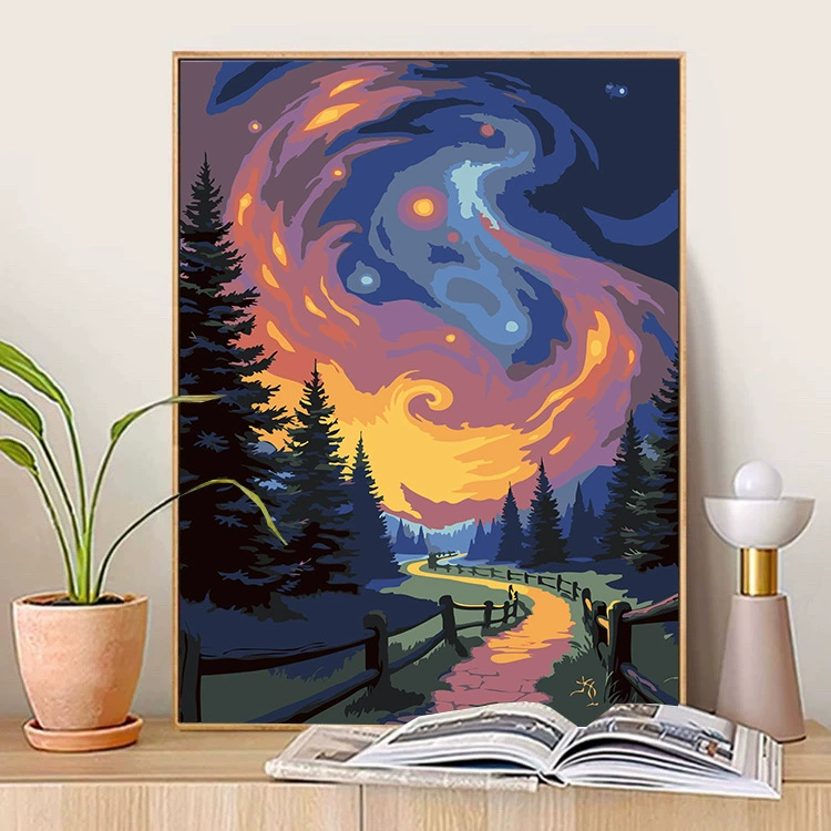 Новая кросс-бордерная цифровая масляная живопись, diy hand-painted раскраска пейзаж, простая нулевая заливка декоративная живопись оптом