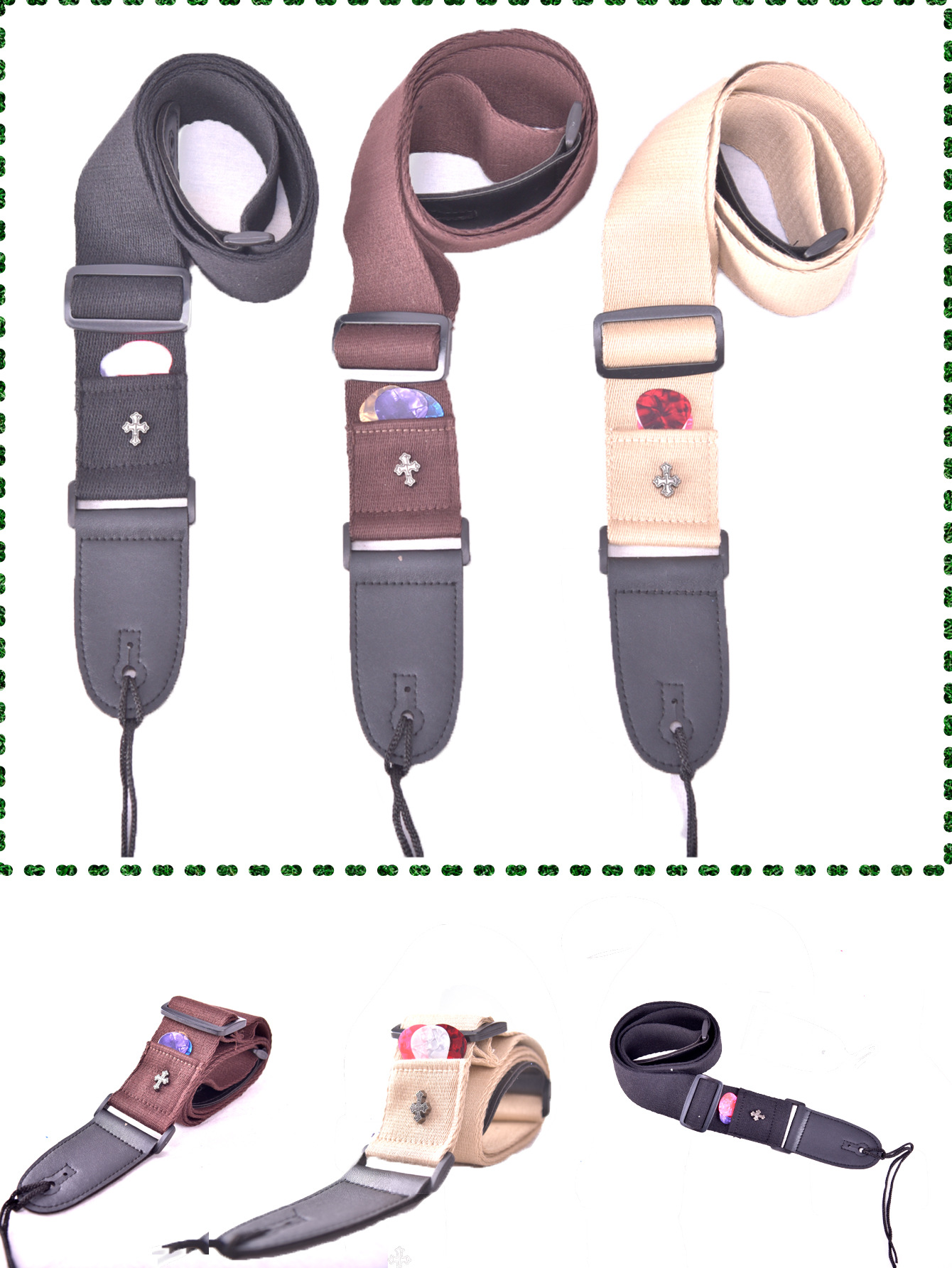 Personalidad, cinturón de guitarra de algodón cruzado, cinturón de bajo eléctrico, con bolsillo de palanca, fácil de usar