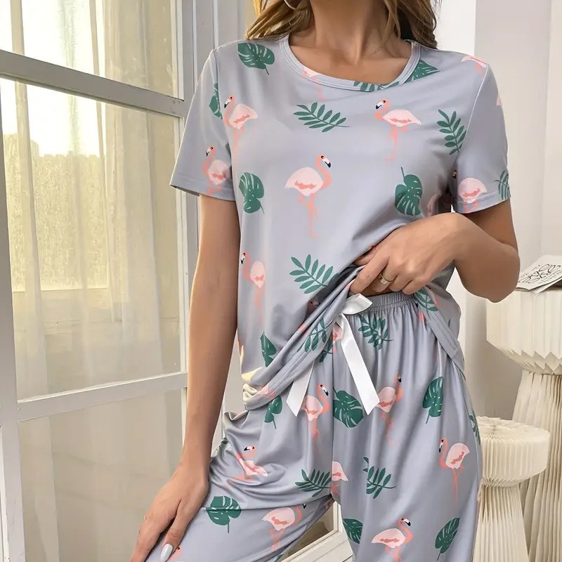 Pantalones de manga corta estampados de servicio a domicilio nuevo transfronterizo de dos piezas de verano cómodo traje de pijama de moda casual al por mayor